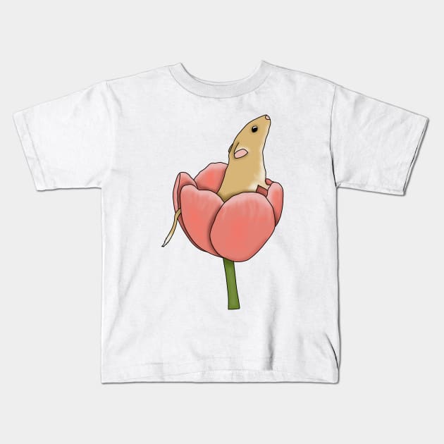 Cute golden gerbil in a flower Kids T-Shirt by Becky-Marie